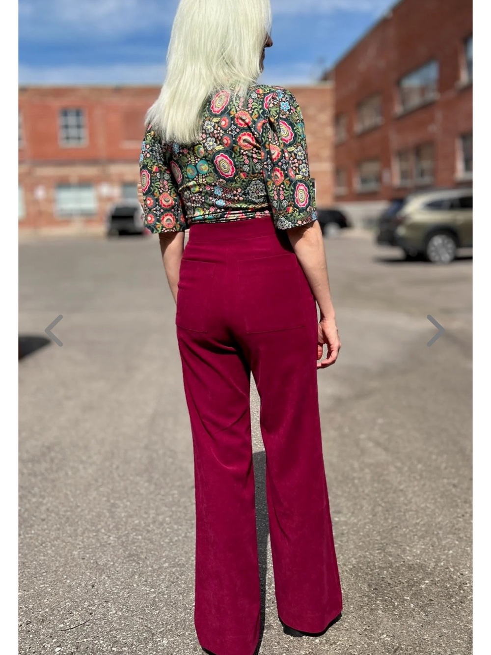 Women’s Boot Cut High-Rise Pants in Berry - Picture 2 of 15